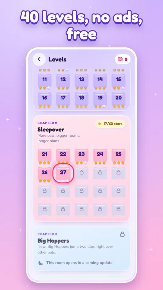 The level map with 40 levels